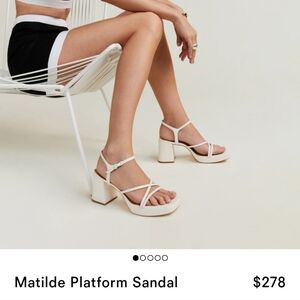 Reformation Matilde Platform Sandals, color white, size 9, NEW IN BOX